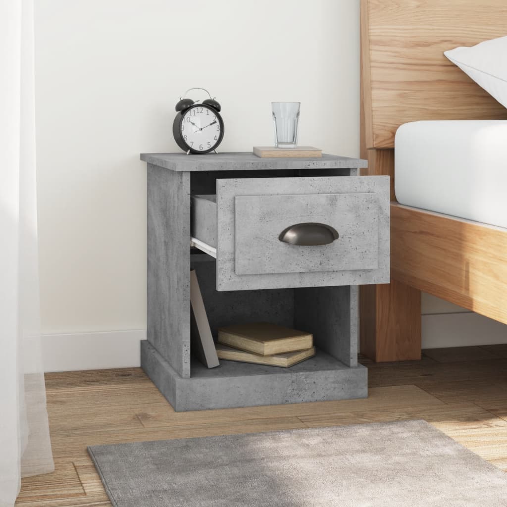 Bedside tables 2 pcs. Concrete grey 39x39x47.5 cm wood material