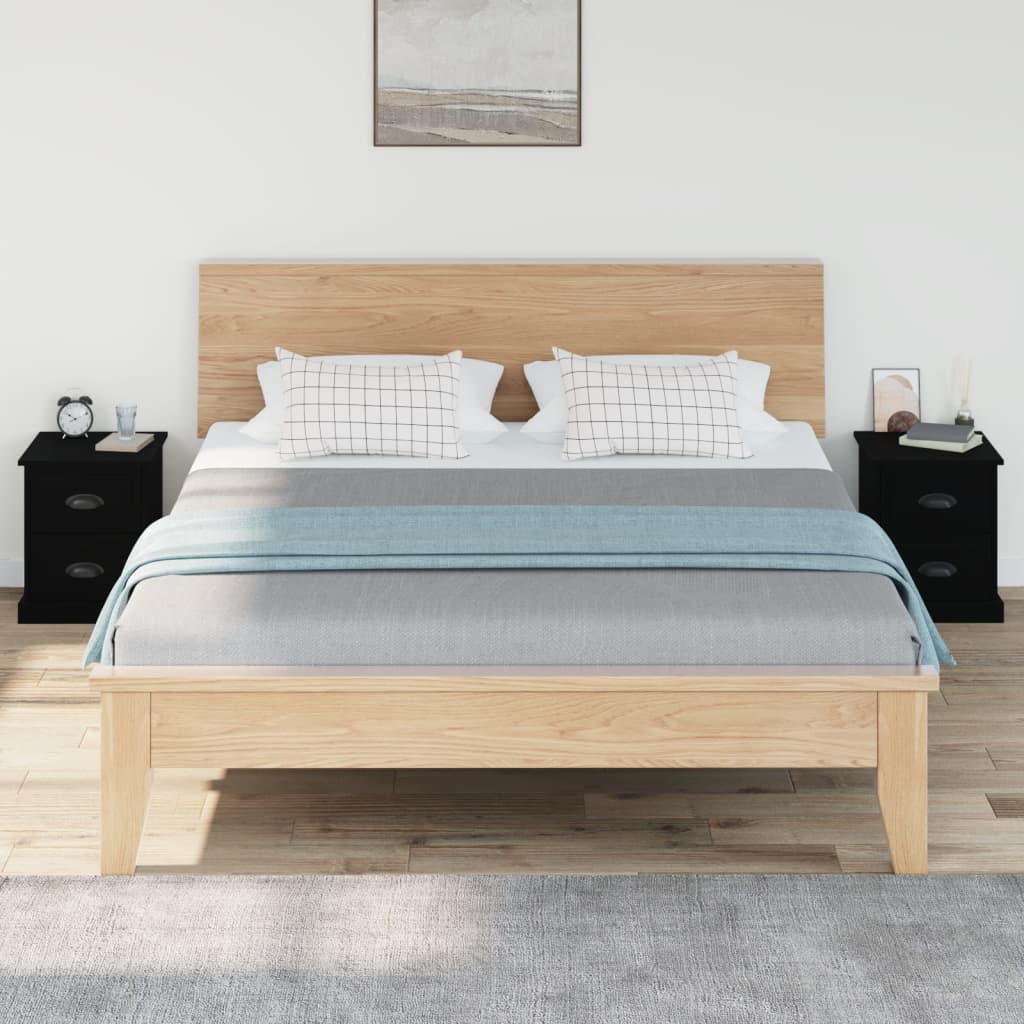 Tables de chevet 2 pcs. Noir 39x39x47,5 cm en bois