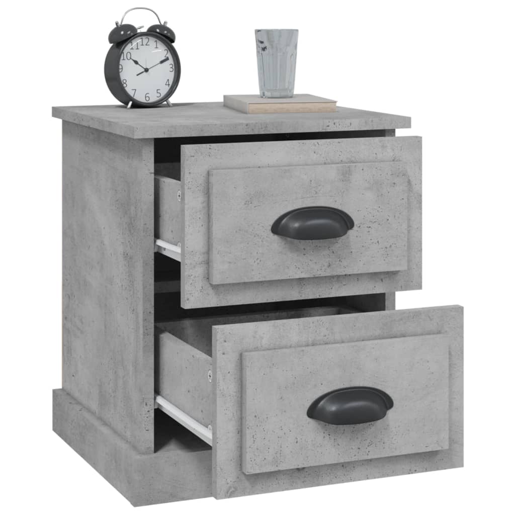 Table de chevet gris béton 39x39x47,5 cm en bois