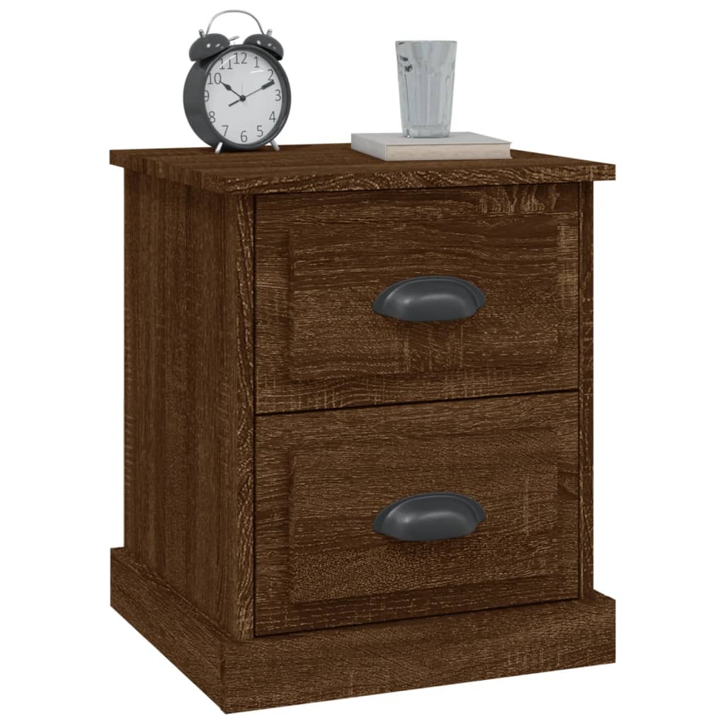 Table de chevet aspect chêne marron 39x39x47,5 cm en bois