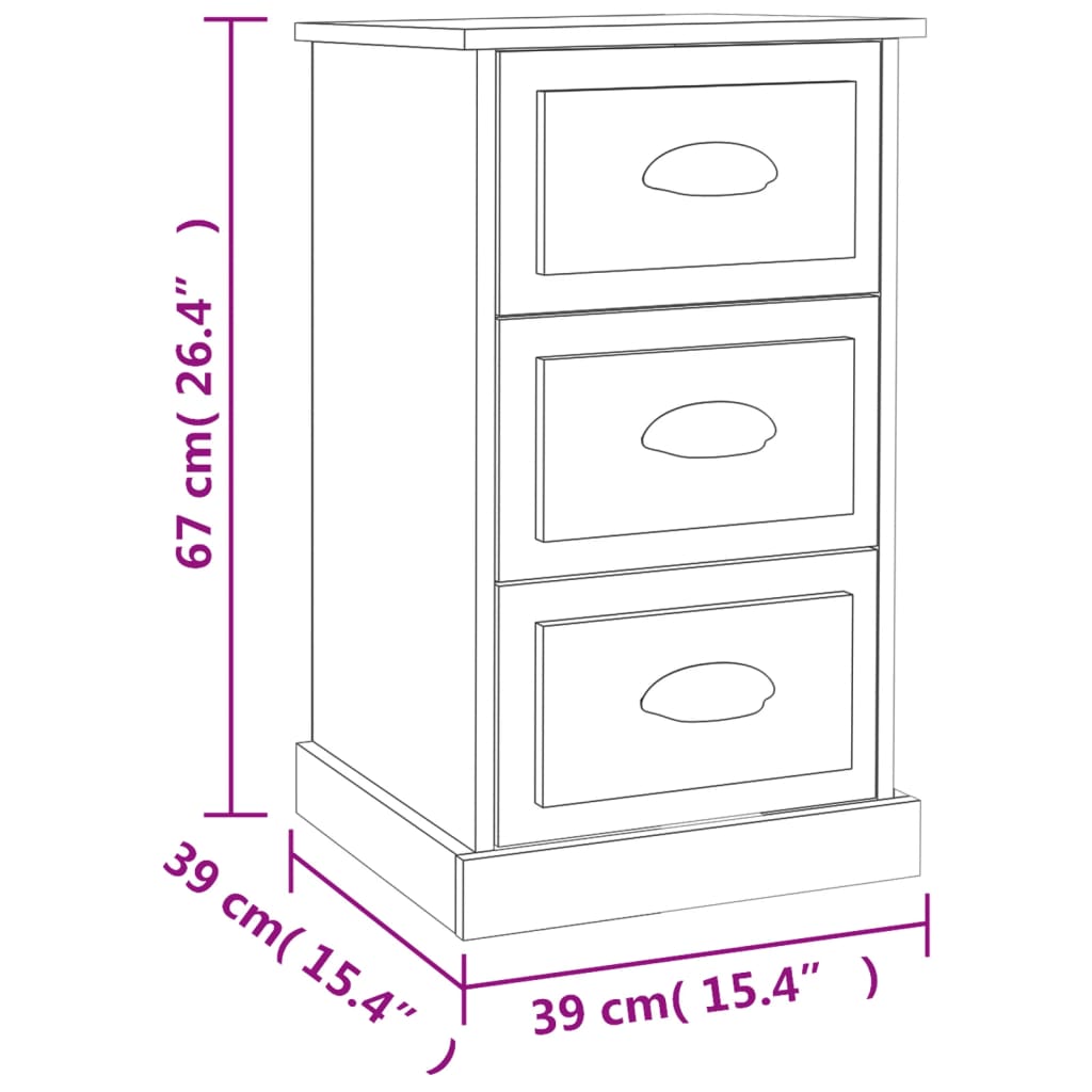 Table de chevet gris béton 39x39x67 cm en bois