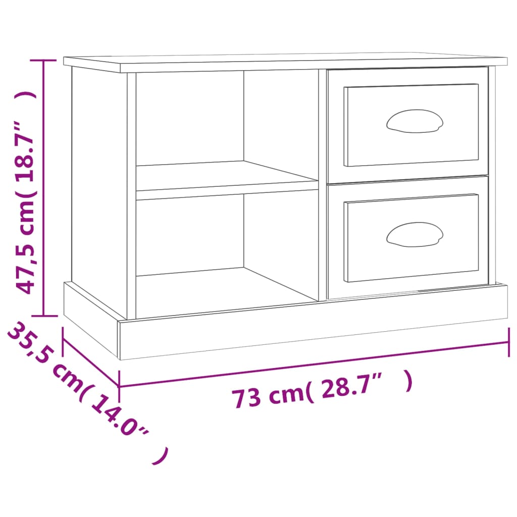 Meuble TV blanc 73x35,5x47,5 cm en bois