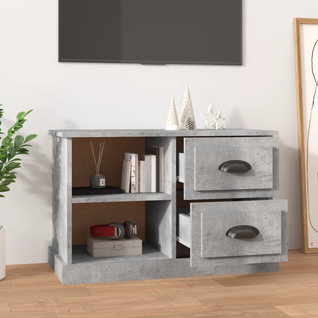 Meuble TV gris béton 73x35,5x47,5 cm en bois