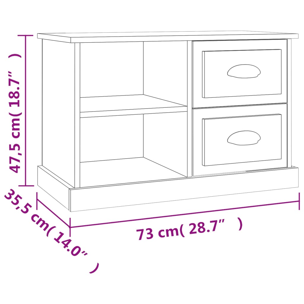 Meuble TV gris béton 73x35,5x47,5 cm en bois