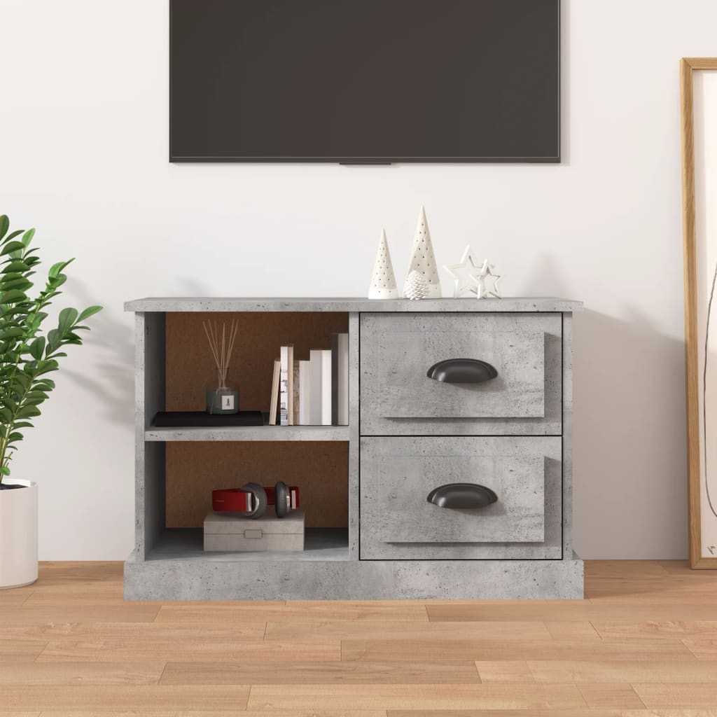 Meuble TV gris béton 73x35,5x47,5 cm en bois