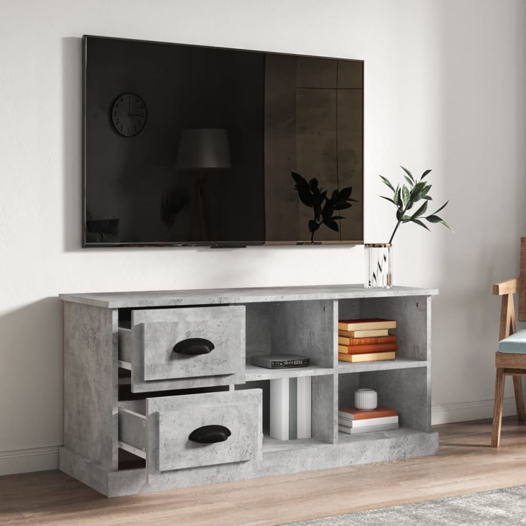 Meuble TV gris béton 102x35,5x47,5 cm en bois