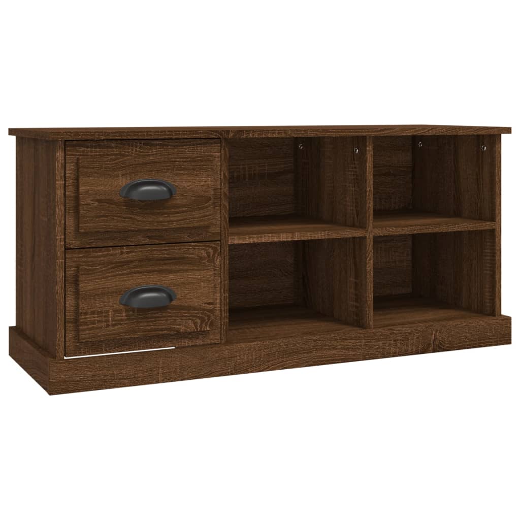 Meuble TV aspect chêne marron 102x35,5x47,5 cm matériau bois