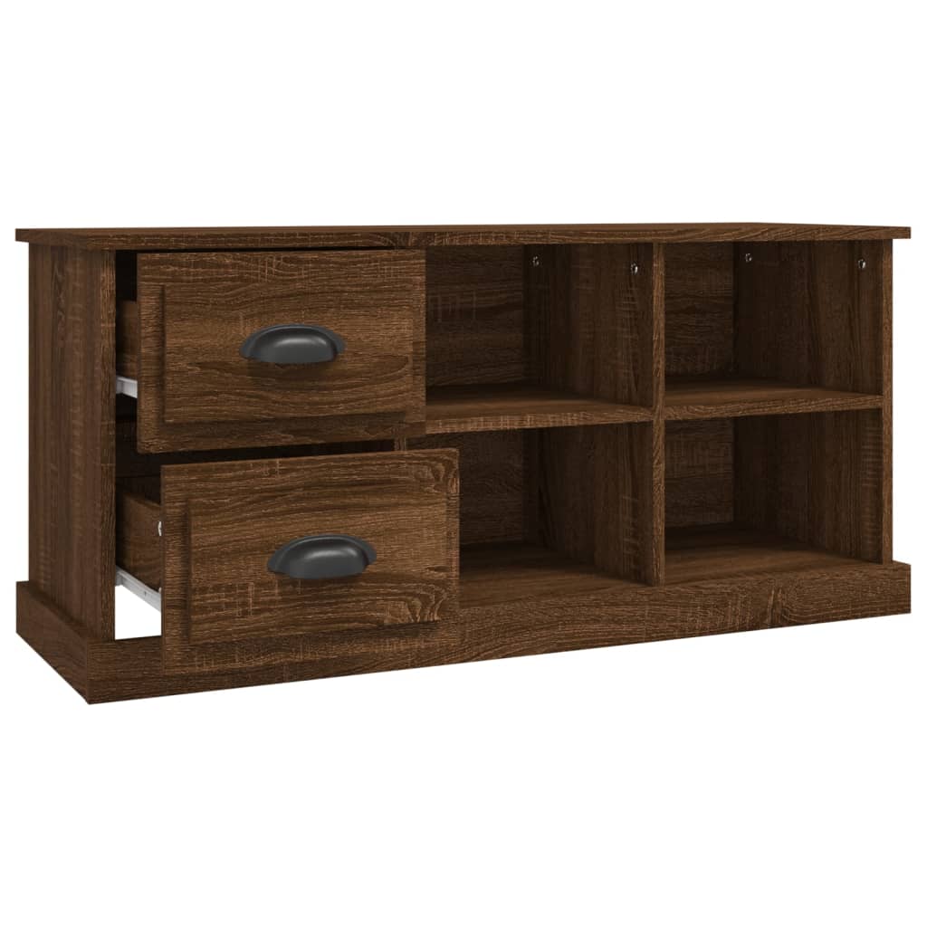 Meuble TV aspect chêne marron 102x35,5x47,5 cm matériau bois