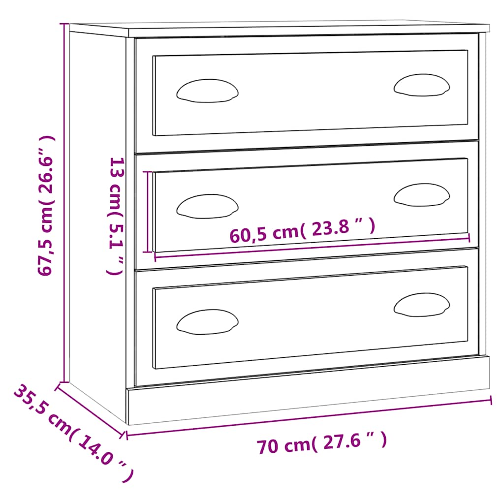 Sideboard Weiß 70x35,5x67,5 cm Holzwerkstoff