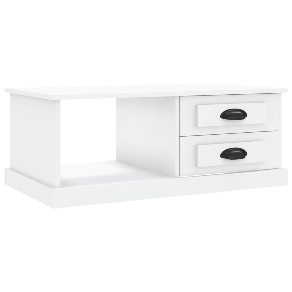 Table basse blanche 90x50x35 cm en bois