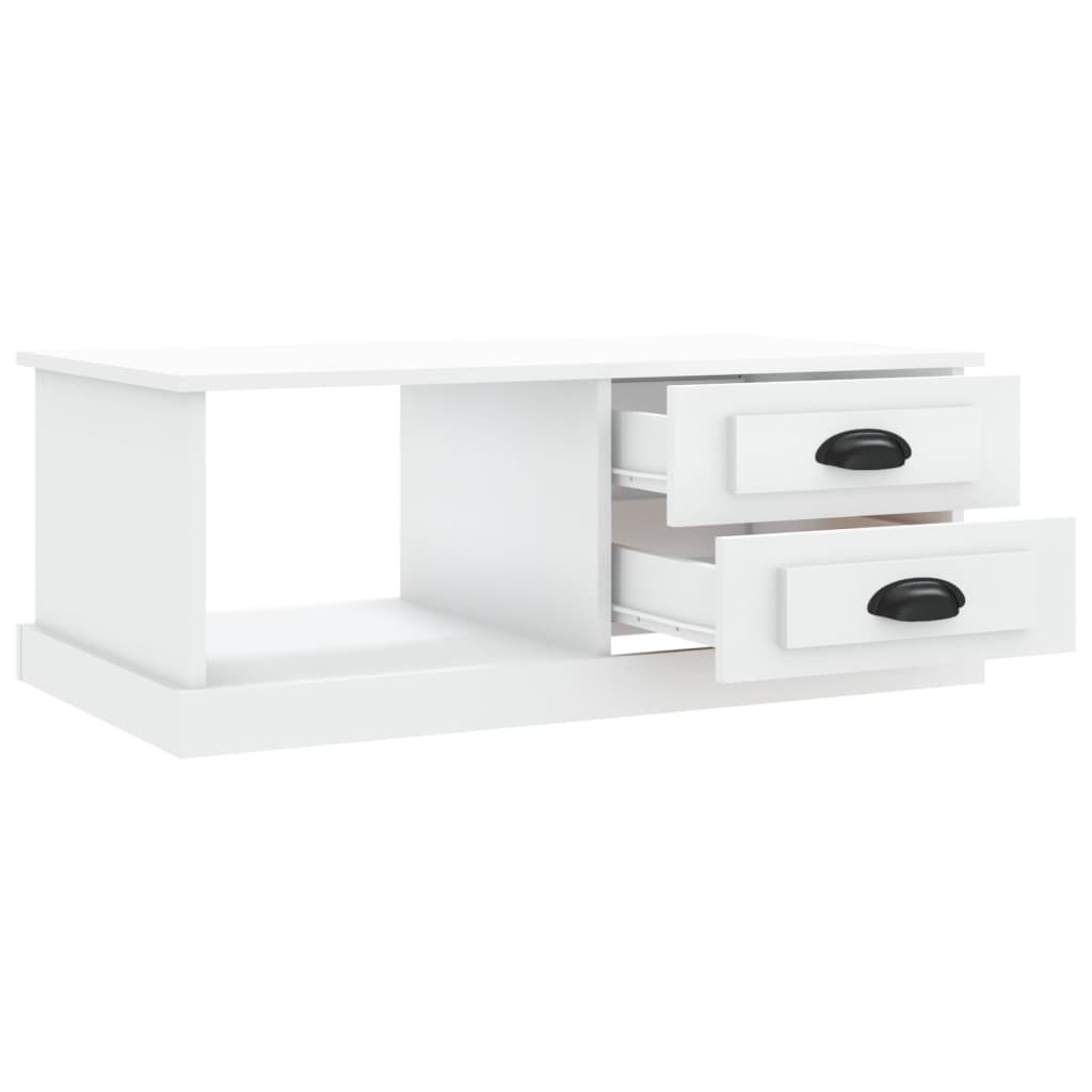 Table basse blanche 90x50x35 cm en bois