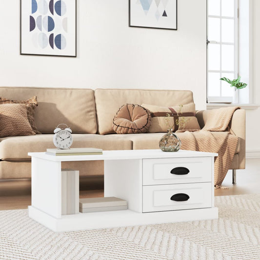 Table basse blanche 90x50x35 cm en bois