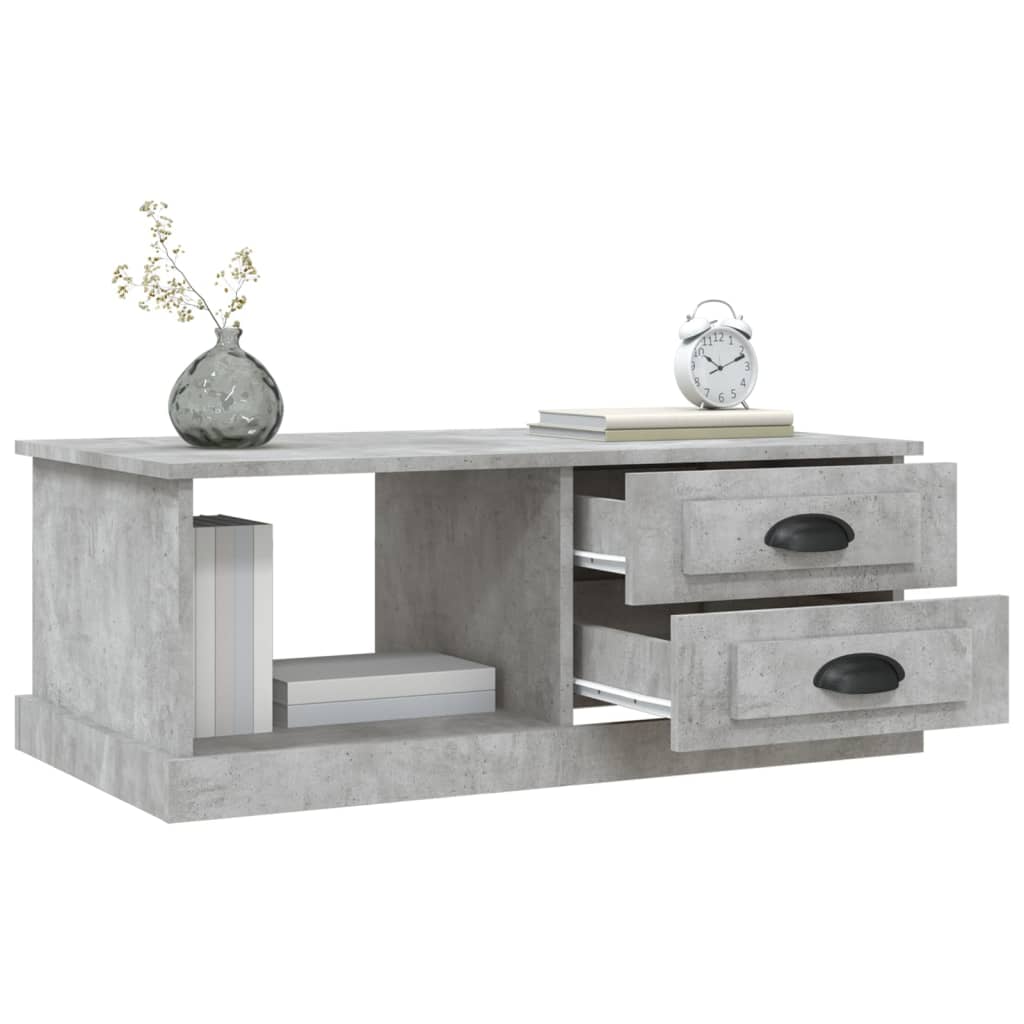 Table basse en béton gris 90x50x35 cm en bois