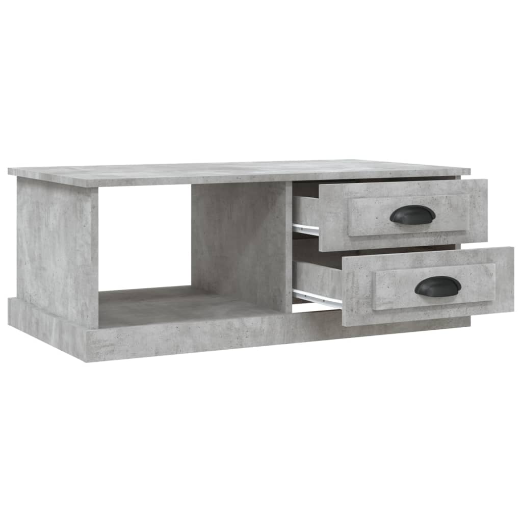 Table basse en béton gris 90x50x35 cm en bois