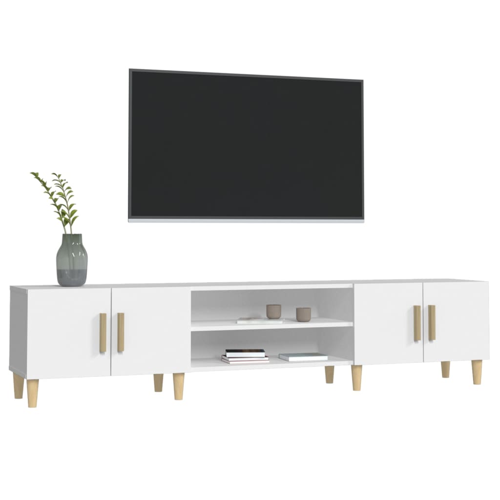 Meuble TV blanc 180x31,5x40 cm en bois
