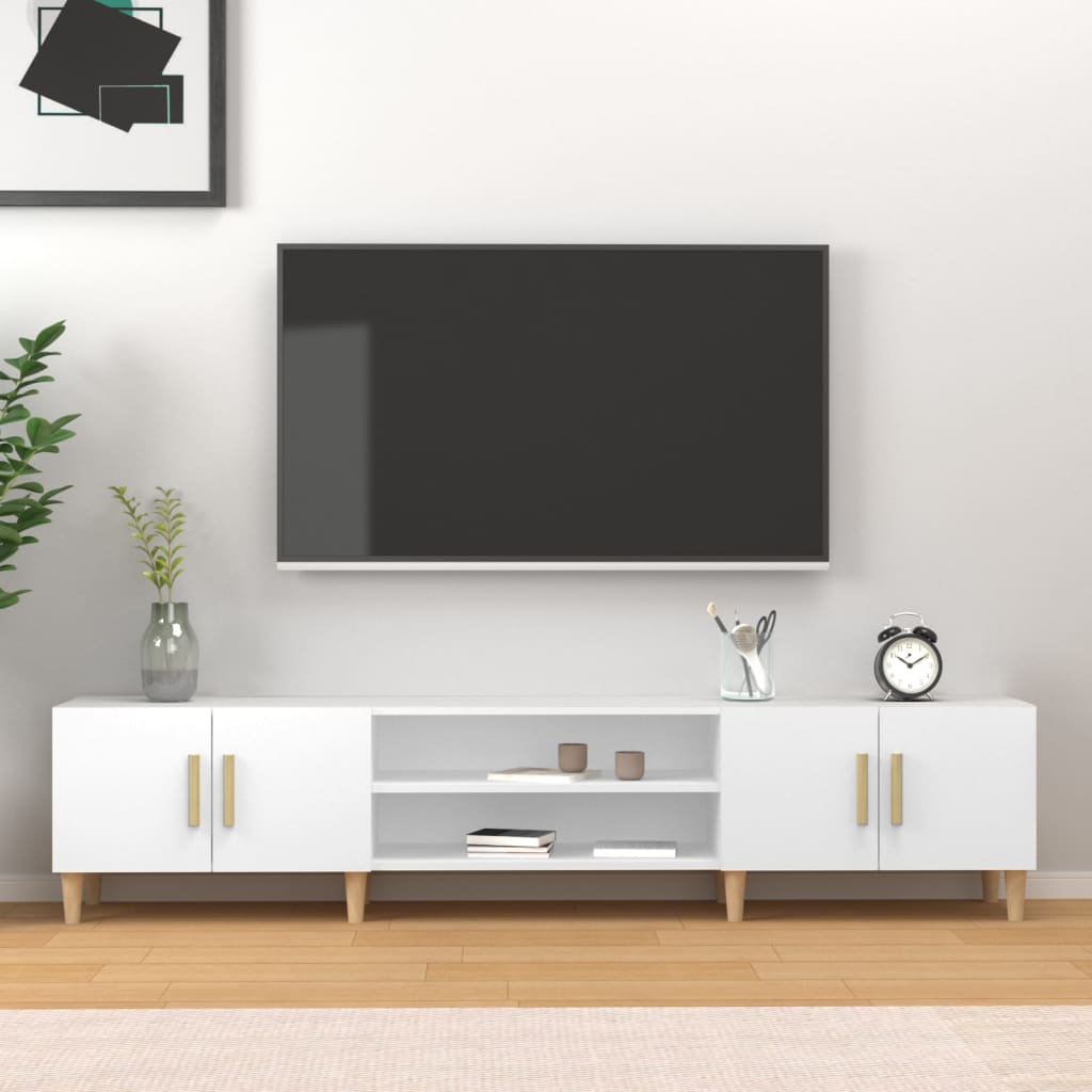 Meuble TV blanc 180x31,5x40 cm en bois