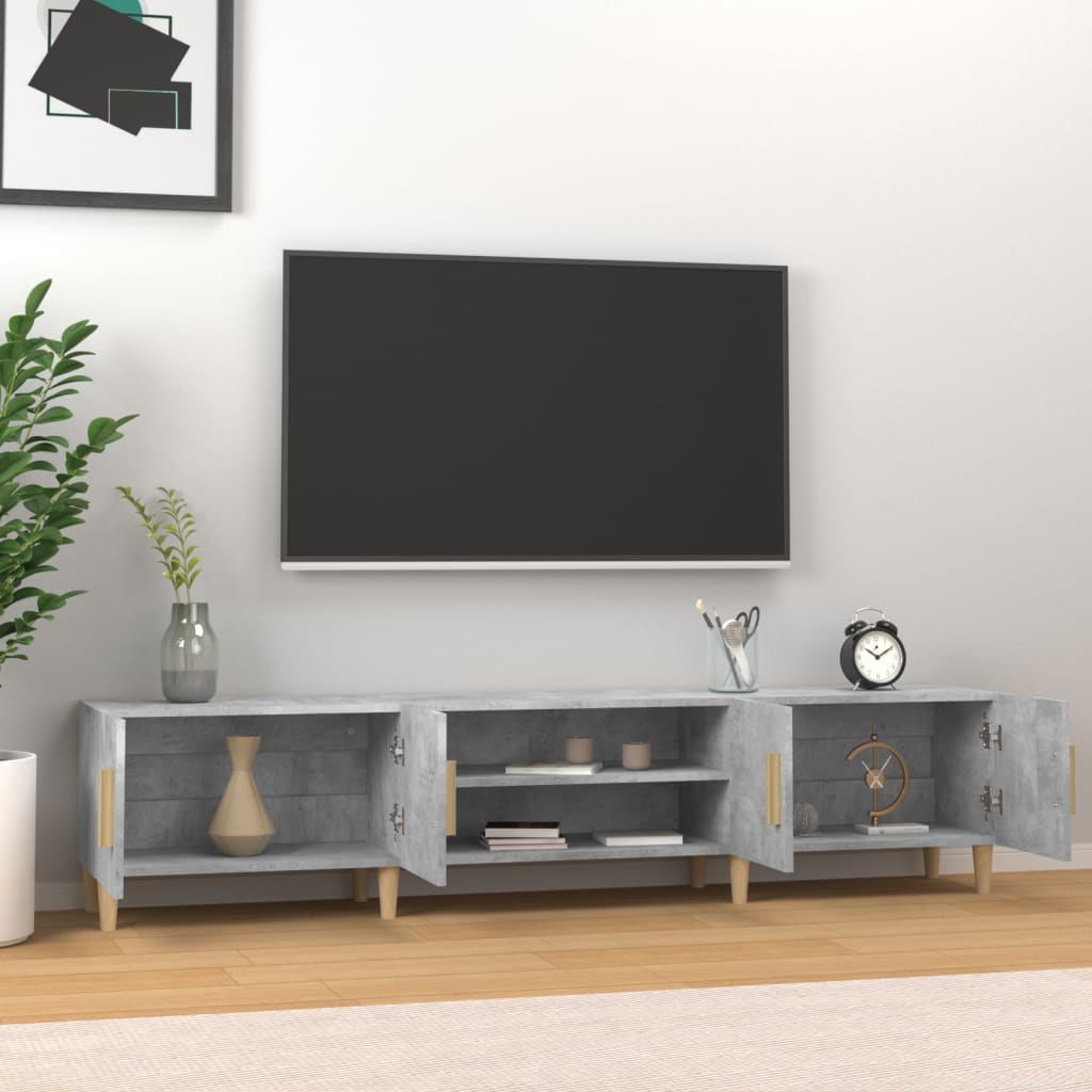 Meuble TV gris béton 180x31,5x40 cm en bois