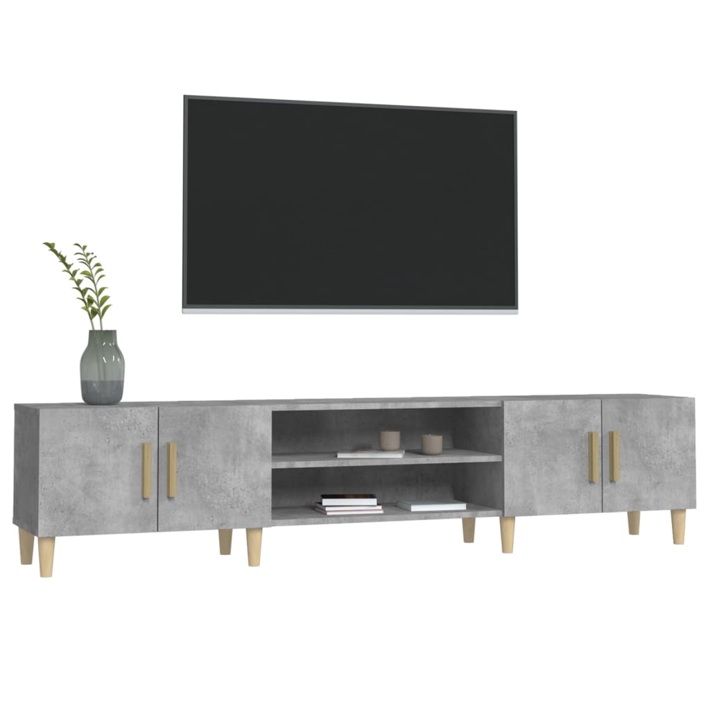 Meuble TV gris béton 180x31,5x40 cm en bois