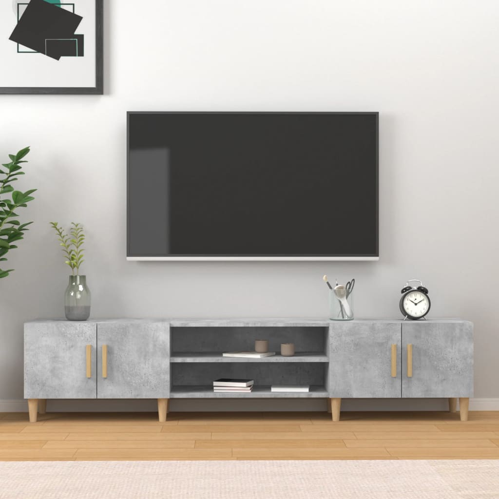 Meuble TV gris béton 180x31,5x40 cm en bois