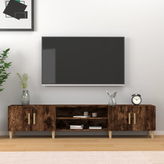 Meuble TV chêne fumé 180x31,5x40 cm matériau bois