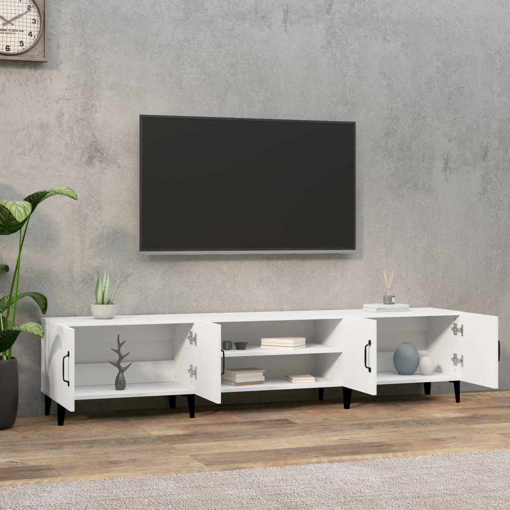 Meuble TV blanc 180x31,5x40 cm en bois