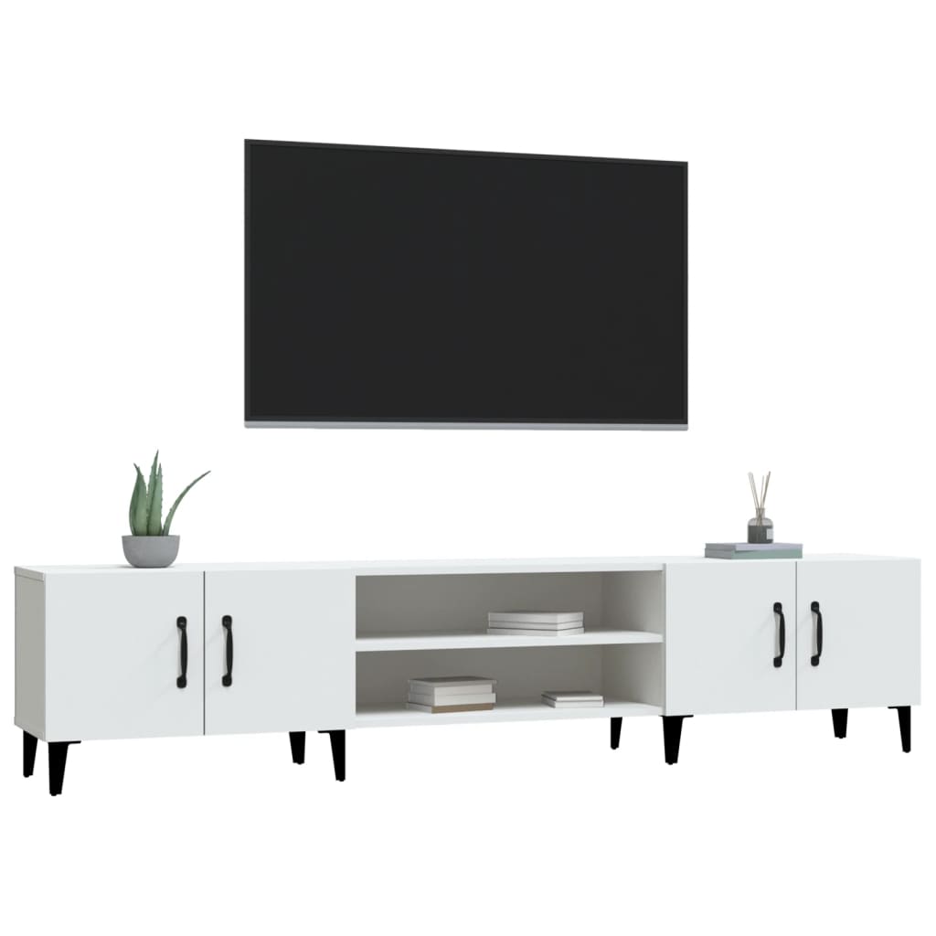 Meuble TV blanc 180x31,5x40 cm en bois