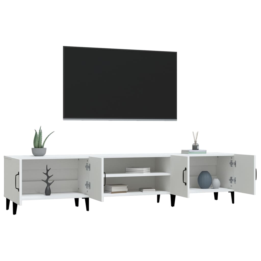 Meuble TV blanc 180x31,5x40 cm en bois