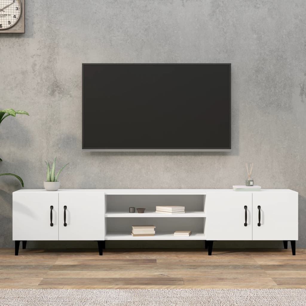 Meuble TV blanc 180x31,5x40 cm en bois