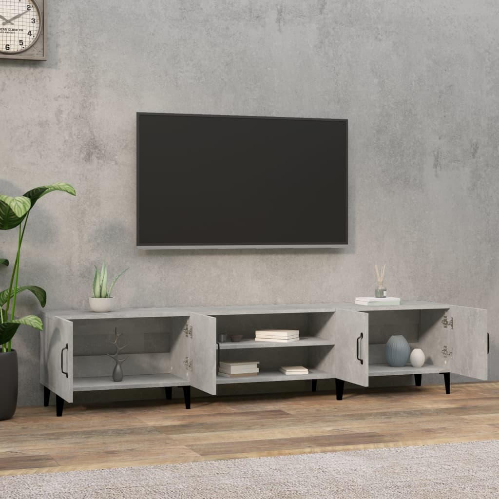 Meuble TV gris béton 180x31,5x40 cm en bois