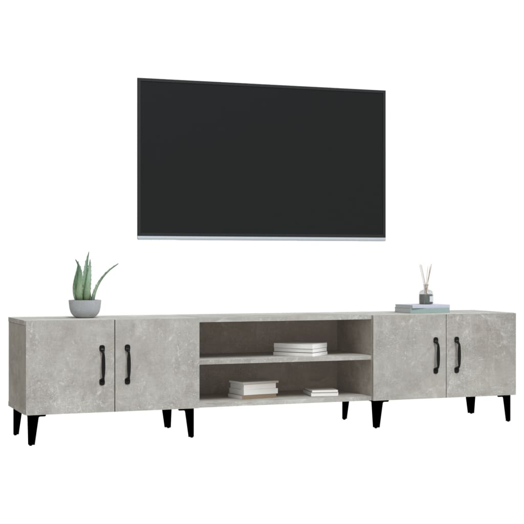 Meuble TV gris béton 180x31,5x40 cm en bois