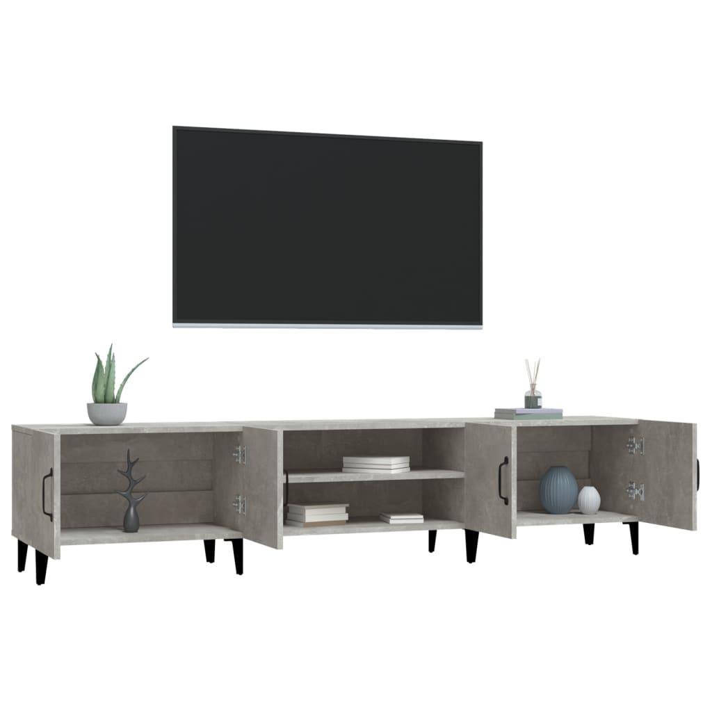 Meuble TV gris béton 180x31,5x40 cm en bois