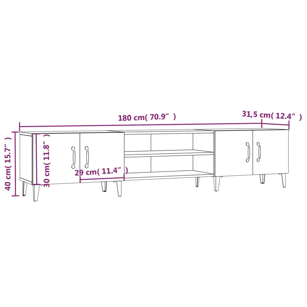 TV-Schrank Betongrau 180x31,5x40 cm Holzwerkstoff