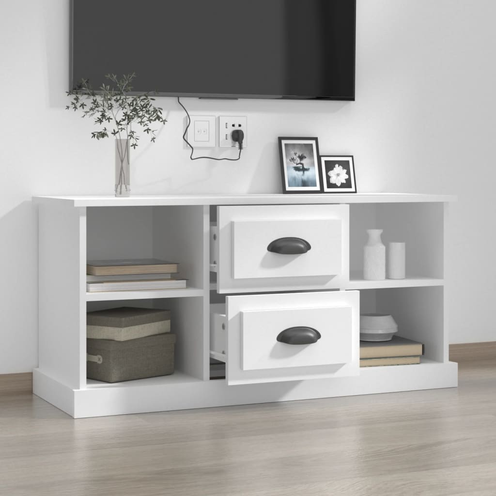 Meuble TV blanc 99,5x35,5x48 cm en bois