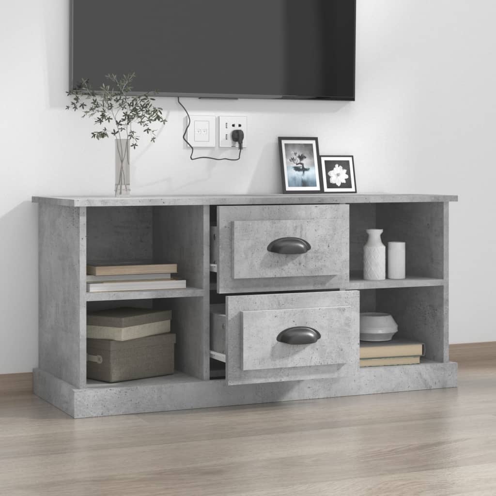 Meuble TV gris béton 99,5x35,5x48 cm en bois