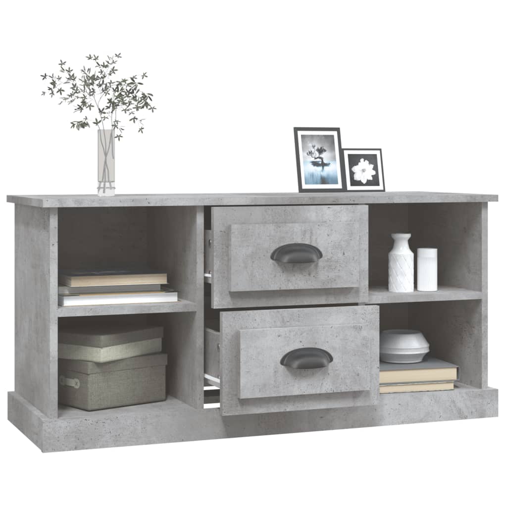 Meuble TV gris béton 99,5x35,5x48 cm en bois