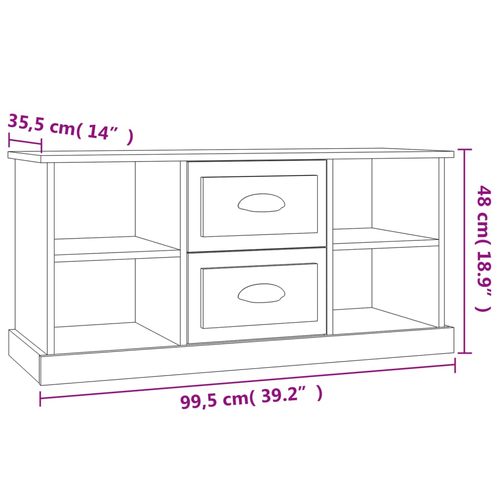 Meuble TV gris béton 99,5x35,5x48 cm en bois