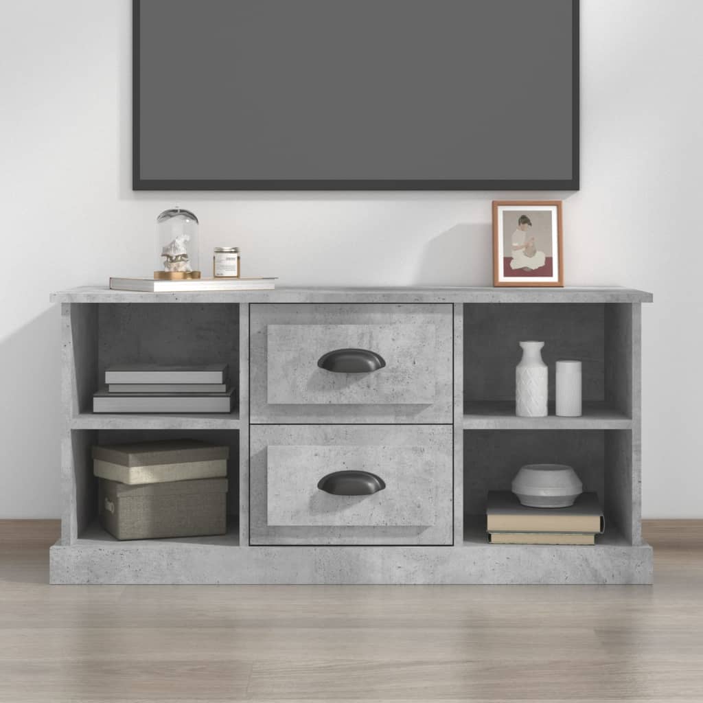 Meuble TV gris béton 99,5x35,5x48 cm en bois