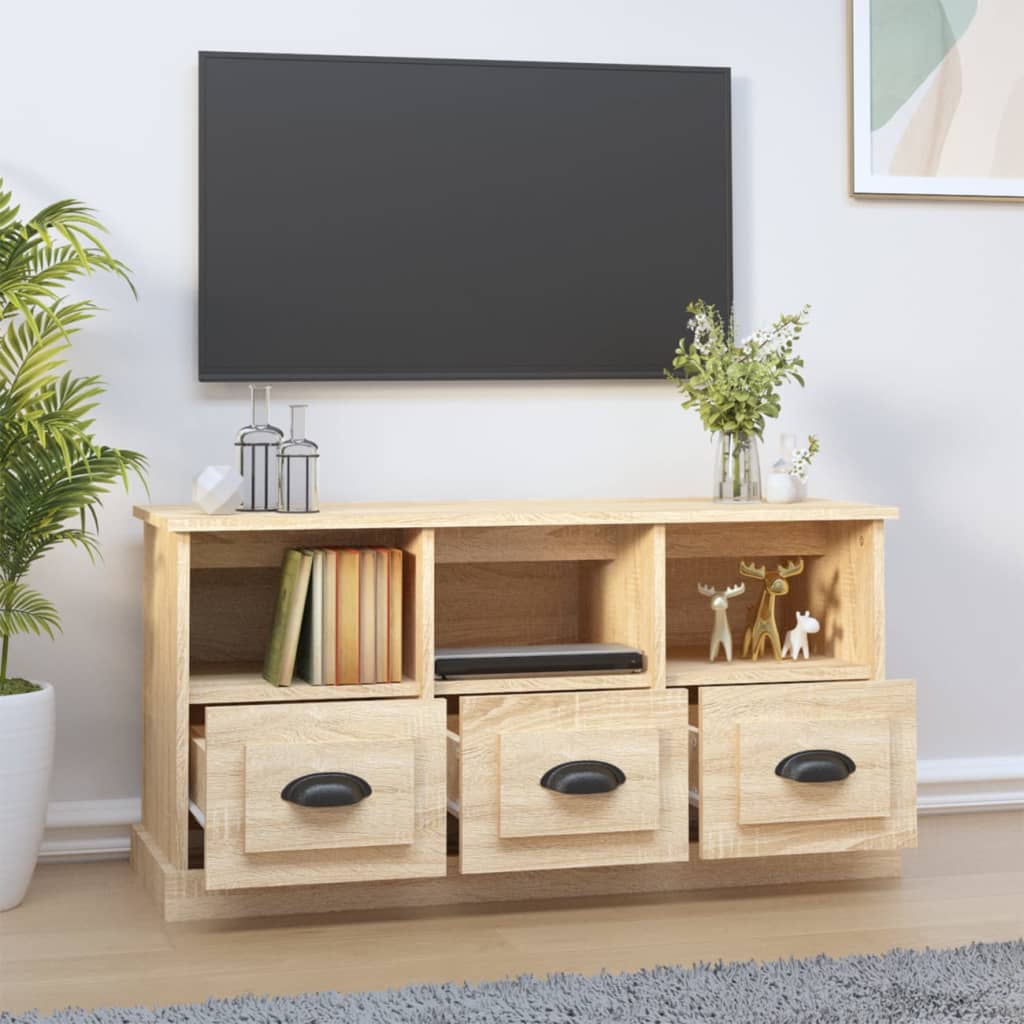 Meuble TV chêne Sonoma 100x35x50 cm matériau bois