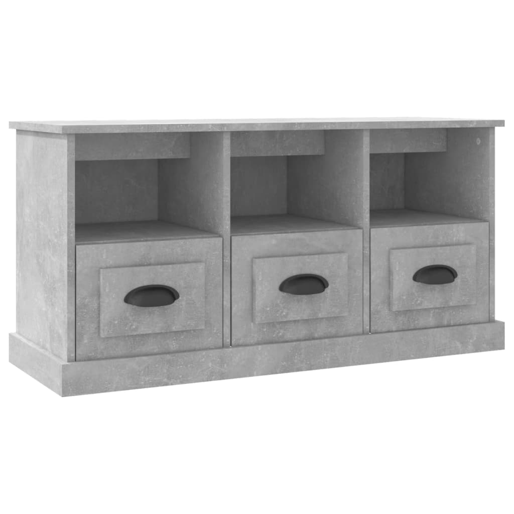 Meuble TV gris béton 100x35x50 cm en bois