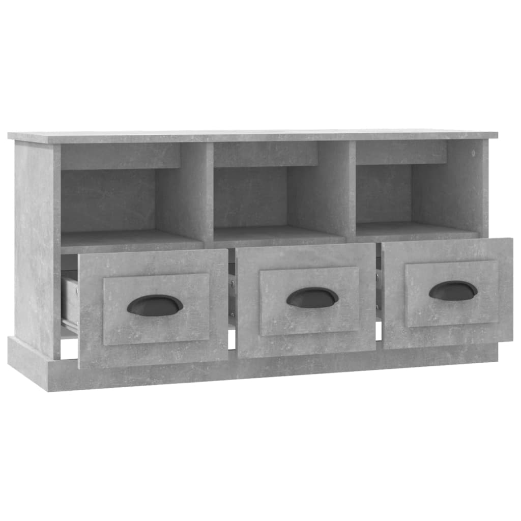 Meuble TV gris béton 100x35x50 cm en bois