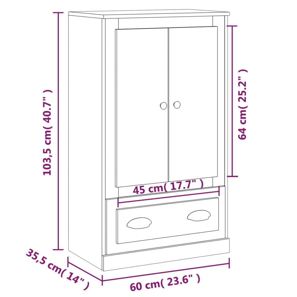 Highboard Sonoma-Eiche 60x35,5x103,5 cm Holzwerkstoff