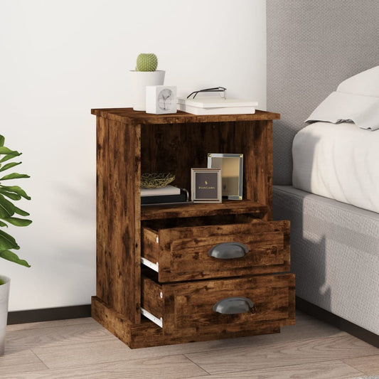 Tables de chevet 2 pcs. chêne fumé 43x36x60 cm