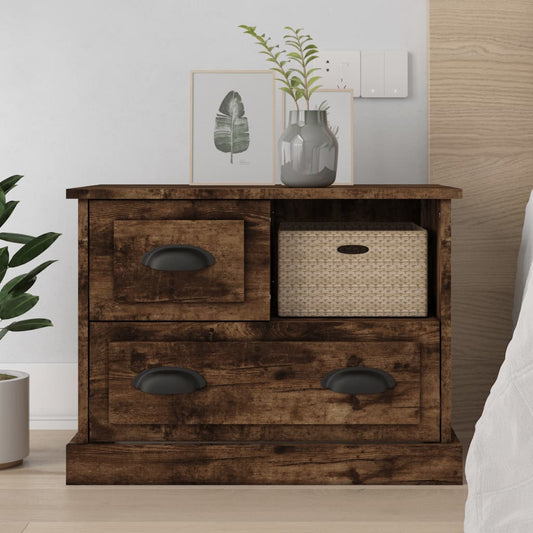 Bedside table smoked oak 60x39x45 cm