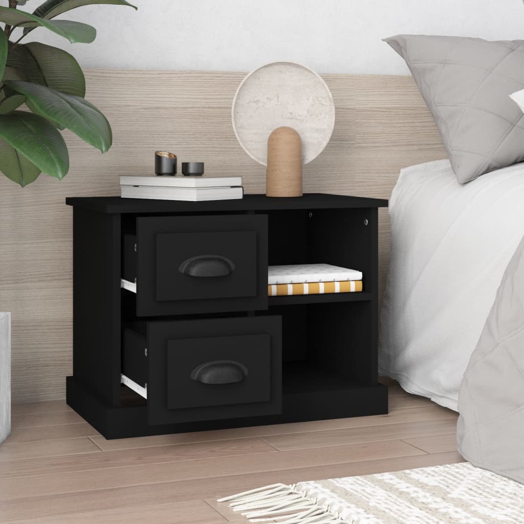 Bedside Table Black 60x35.5x45 cm