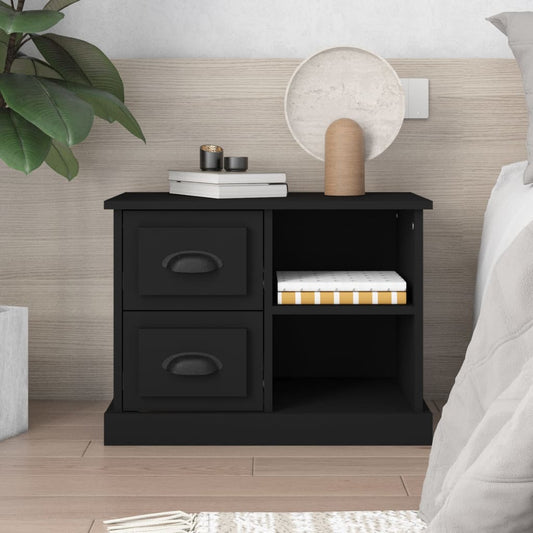 Bedside Table Black 60x35.5x45 cm
