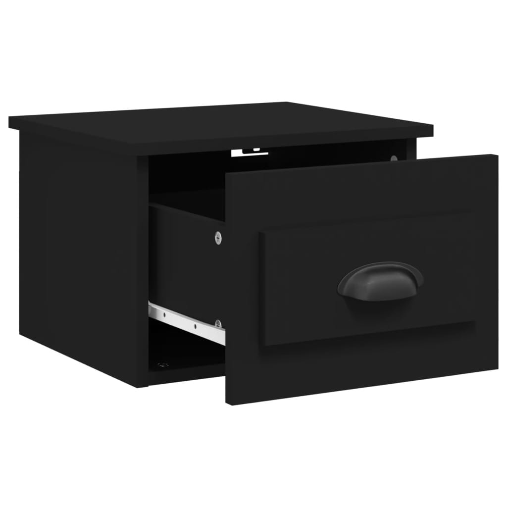 Table de chevet murale noire 41,5x36x28 cm