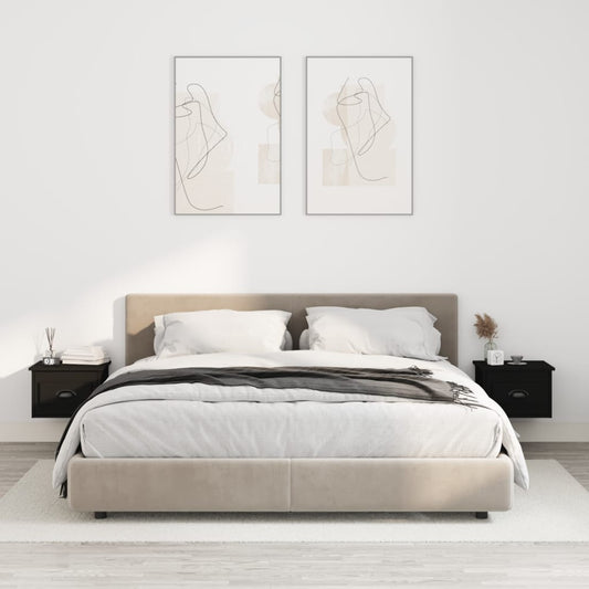 Wall Bedside Tables 2 pcs. Black 41.5x36x28 cm