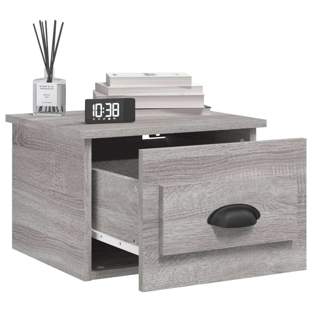 Tables de chevet murales 2 pcs. Gris Sonoma 41,5x36x28 cm