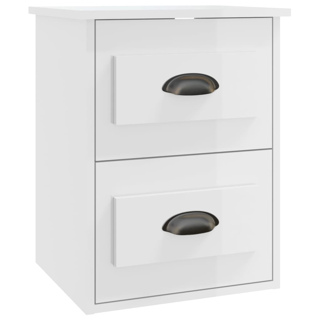 Tables de chevet murales 2 pcs. blanc brillant 41,5x36x53 cm