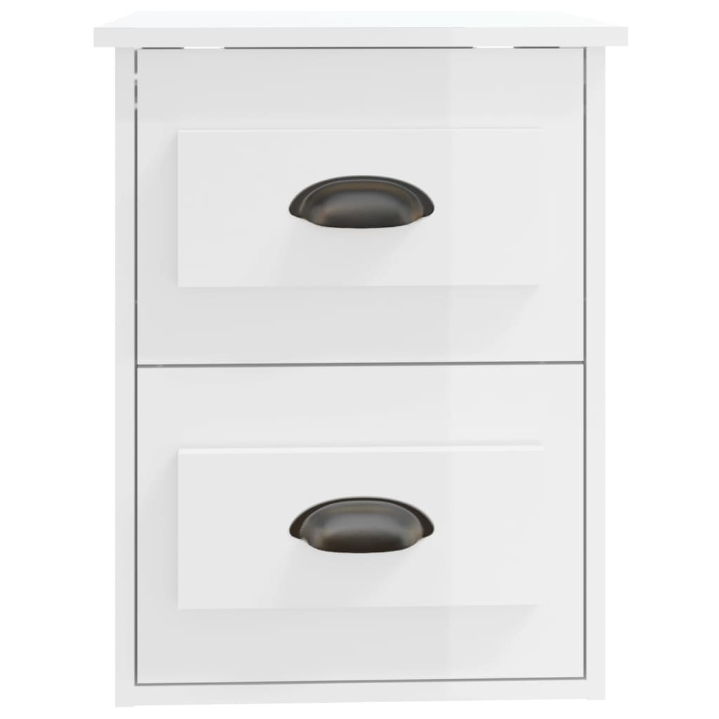 Tables de chevet murales 2 pcs. blanc brillant 41,5x36x53 cm